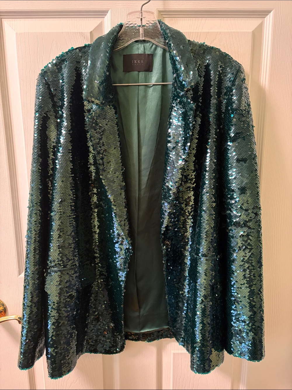 Ikks Green Teal Sequin Blazer Jacket
